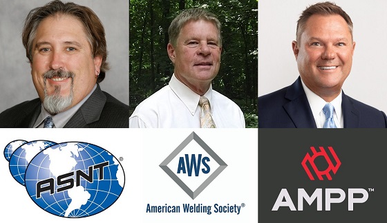 Ricky Morgan, ASNT; Dr. Rick Polanin, AWS; and Alan Thomas, AMPP.
